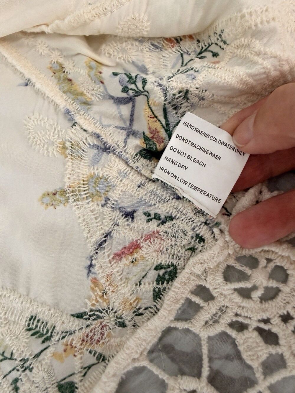Solitaire XL Floral Crochet Lace Kimono Cardigan Boho Open Front Duster White - Picture 9 of 11